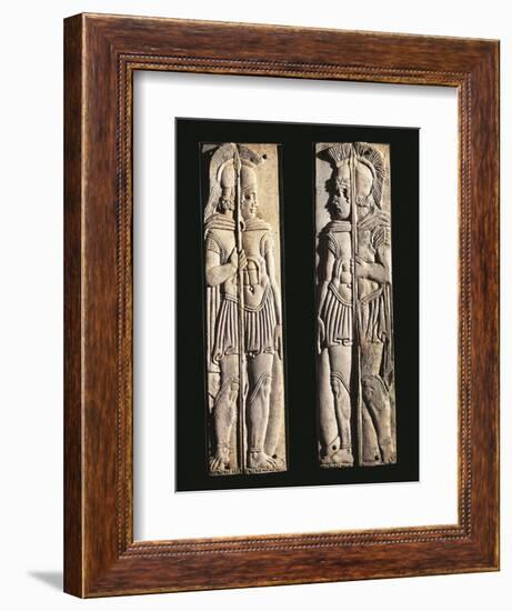 Roman Civilization, Pair of Bone Carvings of Warriors, from Praeneste, Lazio Region, Italy-null-Framed Giclee Print