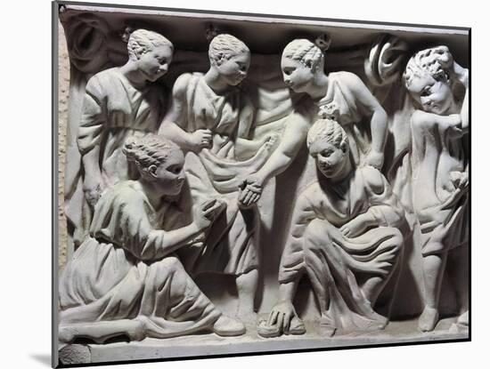 Roman Civilization, Relief Portraying Children Playing with Nuts, Detail from Sarcophagus-null-Mounted Giclee Print