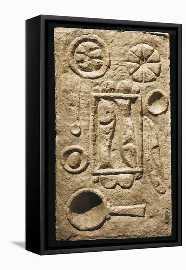 Roman Civilization, Relief Portraying Food Laid Out on Table, from Timgad, Algeria-null-Framed Premier Image Canvas