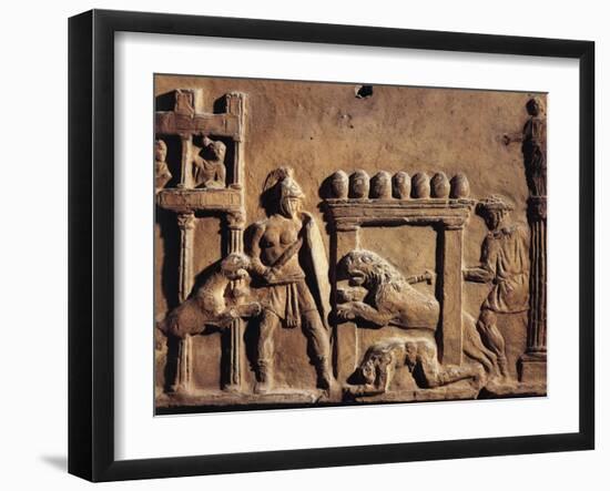 Roman Civilization, Terracotta Relief Depicting Hunting Scene in Circus-null-Framed Giclee Print