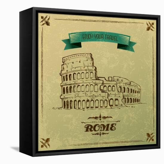 Roman Colosseum For Retro Travel Poster-stockshoppe-Framed Stretched Canvas