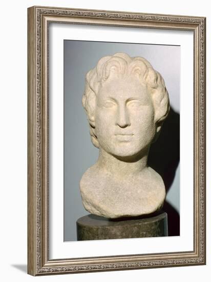 Roman copy of a lost Greek original bust of Alexander the Great, 350 BC. Artist: Unknown-Unknown-Framed Giclee Print