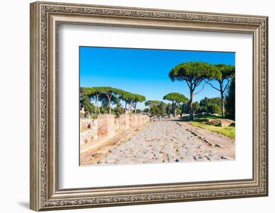 Roman Decumanus, Ostia Antica archaeological site, Ostia, Rome province, Latium (Lazio), Italy-Nico Tondini-Framed Photographic Print