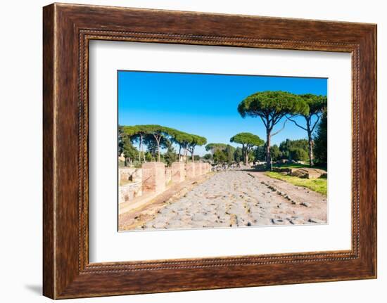Roman Decumanus, Ostia Antica archaeological site, Ostia, Rome province, Latium (Lazio), Italy-Nico Tondini-Framed Photographic Print
