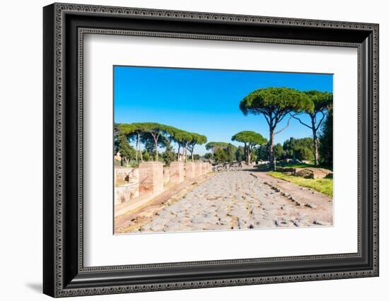 Roman Decumanus, Ostia Antica archaeological site, Ostia, Rome province, Latium (Lazio), Italy-Nico Tondini-Framed Photographic Print