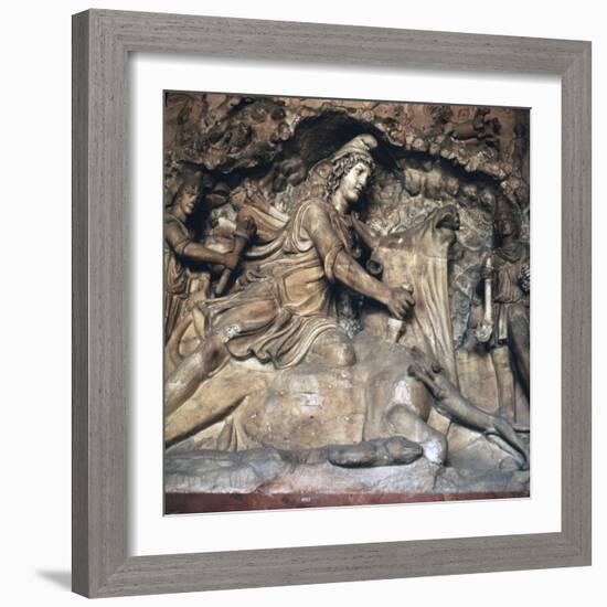 Roman depiction of Mithras killing the bull, 3rd century. Artist: Unknown-Unknown-Framed Giclee Print