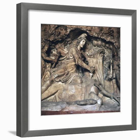 Roman depiction of Mithras killing the bull, 3rd century. Artist: Unknown-Unknown-Framed Giclee Print