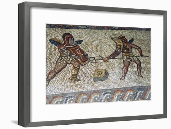 Roman floor mosaic of gladiators, c.3rd century. Artist: Unknown-Unknown-Framed Giclee Print