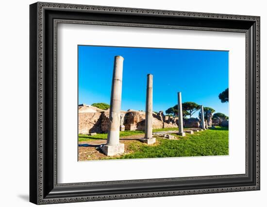 Roman Forum seen from North West, Ostia Antica archaeological site, Ostia, Rome province-Nico Tondini-Framed Photographic Print