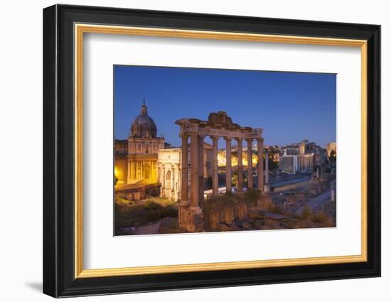 Roman Forum (Unesco World Heritage Site) at Dusk, Rome, Lazio, Italy-Ian Trower-Framed Photographic Print