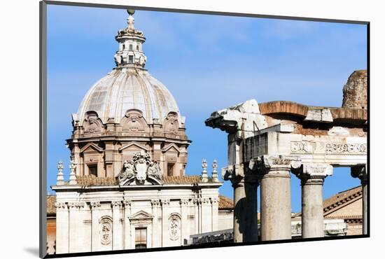 Roman Forum with Temple of Saturn, and the Dome of Santi Luca E Martina Behind, Rome, Lazio, Italy-Nico Tondini-Mounted Photographic Print