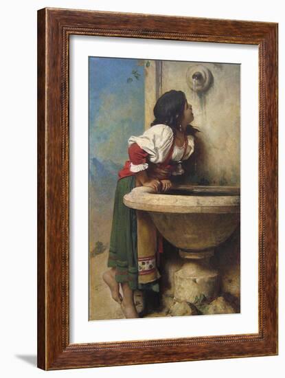 Roman Girl at a Fountain-Leon Bonnat-Framed Art Print
