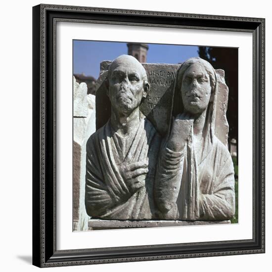 Roman grave-slab with a husband and wife. Artist: Unknown-Unknown-Framed Giclee Print