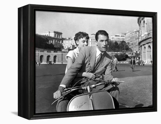 Roman Holiday, Audrey Hepburn, Gregory Peck, 1953-null-Framed Stretched Canvas