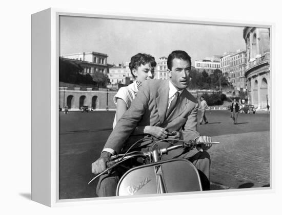 Roman Holiday, Audrey Hepburn, Gregory Peck, 1953-null-Framed Stretched Canvas