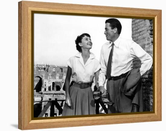 Roman Holiday, Audrey Hepburn, Gregory Peck, 1953-null-Framed Stretched Canvas