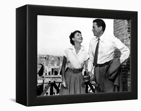 Roman Holiday, Audrey Hepburn, Gregory Peck, 1953-null-Framed Stretched Canvas