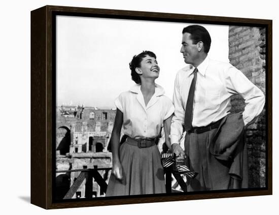 Roman Holiday, Audrey Hepburn, Gregory Peck, 1953-null-Framed Stretched Canvas