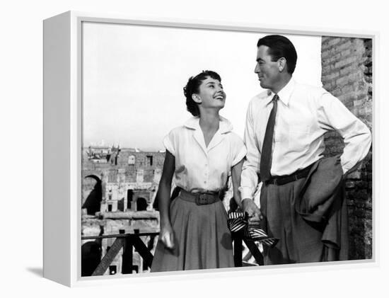 Roman Holiday, Audrey Hepburn, Gregory Peck, 1953-null-Framed Stretched Canvas