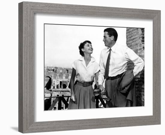 Roman Holiday, Audrey Hepburn, Gregory Peck, 1953-null-Framed Premium Photographic Print