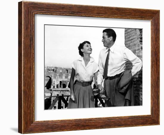 Roman Holiday, Audrey Hepburn, Gregory Peck, 1953-null-Framed Premium Photographic Print