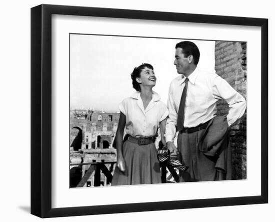 Roman Holiday, Audrey Hepburn, Gregory Peck, 1953-null-Framed Premium Photographic Print