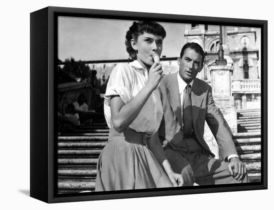 Roman Holiday, Audrey Hepburn, Gregory Peck, 1953-null-Framed Stretched Canvas