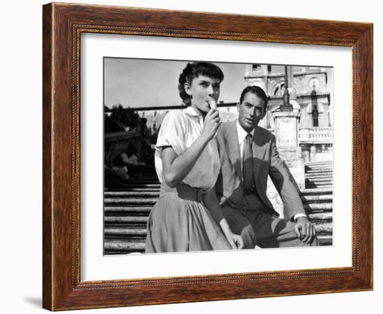 Roman Holiday, Audrey Hepburn, Gregory Peck, 1953-null-Framed Photo