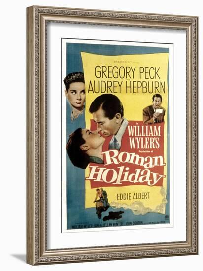 Roman Holiday, Audrey Hepburn, Gregory Peck, 1953-null-Framed Art Print