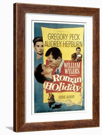 Roman Holiday, Audrey Hepburn, Gregory Peck, 1953-null-Framed Art Print