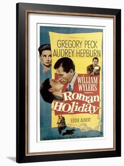 Roman Holiday, Audrey Hepburn, Gregory Peck, 1953-null-Framed Art Print