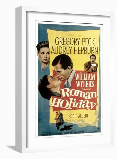 Roman Holiday, Audrey Hepburn, Gregory Peck, 1953-null-Framed Art Print