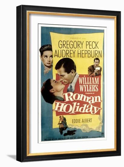 Roman Holiday, Audrey Hepburn, Gregory Peck, 1953-null-Framed Art Print