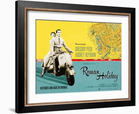 Roman Holiday, British Re-Release Poster Art, 1953-null-Framed Art Print