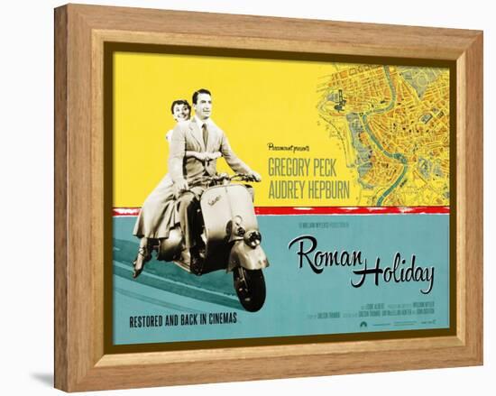 Roman Holiday, British Re-Release Poster Art, 1953-null-Framed Stretched Canvas