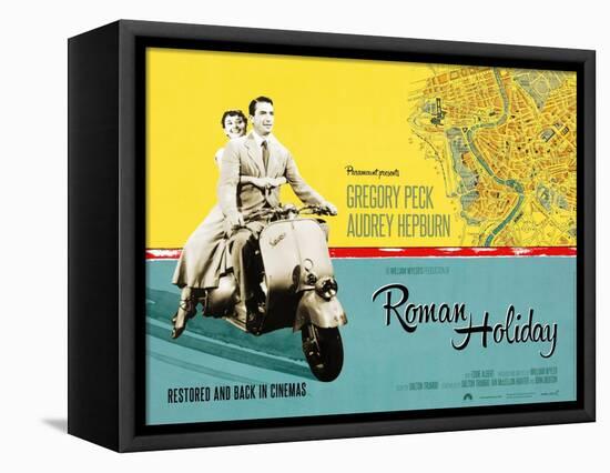 Roman Holiday, British Re-Release Poster Art, 1953-null-Framed Stretched Canvas