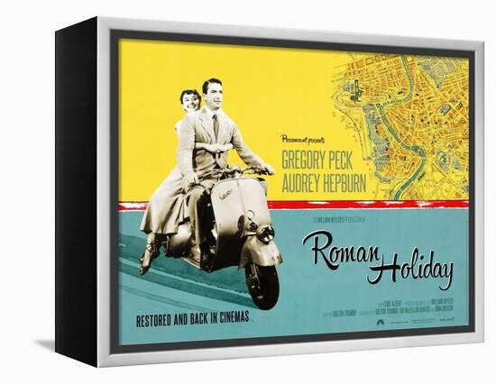 Roman Holiday, British Re-Release Poster Art, 1953-null-Framed Stretched Canvas