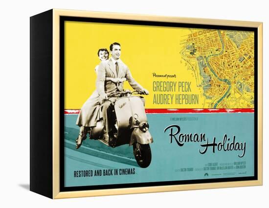 Roman Holiday, British Re-Release Poster Art, 1953-null-Framed Stretched Canvas