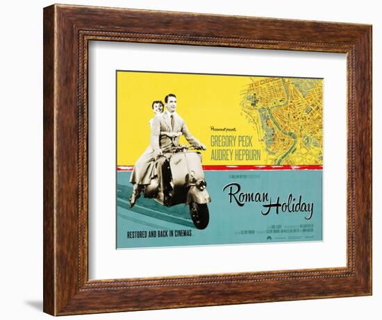 Roman Holiday, British Re-Release Poster Art, 1953-null-Framed Art Print