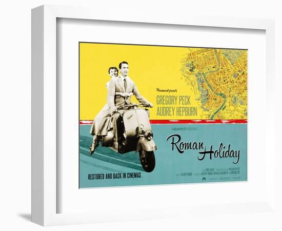 Roman Holiday, British Re-Release Poster Art, 1953-null-Framed Art Print