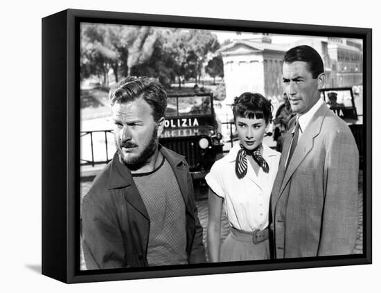 Roman Holiday, Eddie Albert, Audrey Hepburn, Gregory Peck, 1953-null-Framed Stretched Canvas