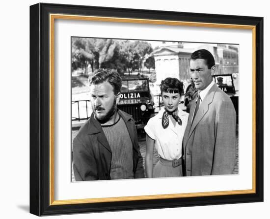 Roman Holiday, Eddie Albert, Audrey Hepburn, Gregory Peck, 1953-null-Framed Photo