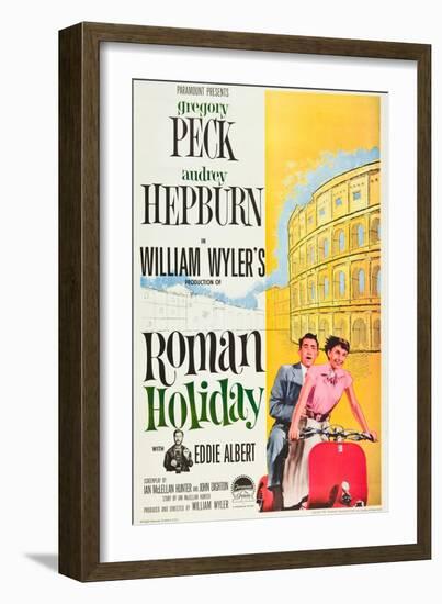 Roman Holiday, Eddie Albert, Gregory Peck, Audrey Hepburn, 1953-null-Framed Premium Giclee Print