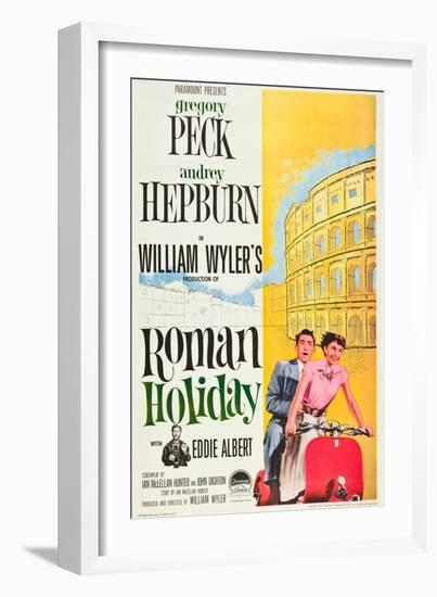 Roman Holiday, Eddie Albert, Gregory Peck, Audrey Hepburn, 1953-null-Framed Premium Giclee Print