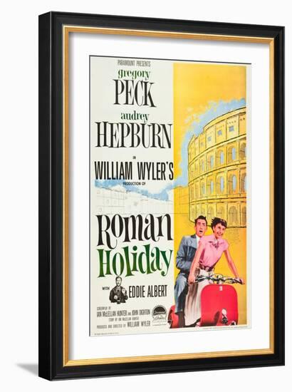 Roman Holiday, Eddie Albert, Gregory Peck, Audrey Hepburn, 1953-null-Framed Premium Giclee Print