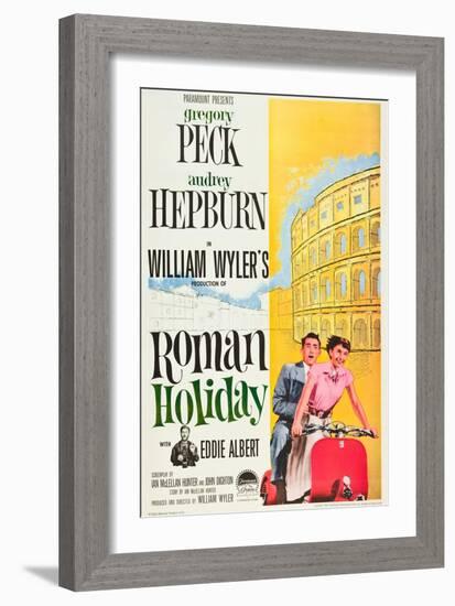 Roman Holiday, Eddie Albert, Gregory Peck, Audrey Hepburn, 1953-null-Framed Art Print