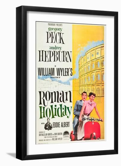 Roman Holiday, Eddie Albert, Gregory Peck, Audrey Hepburn, 1953-null-Framed Art Print