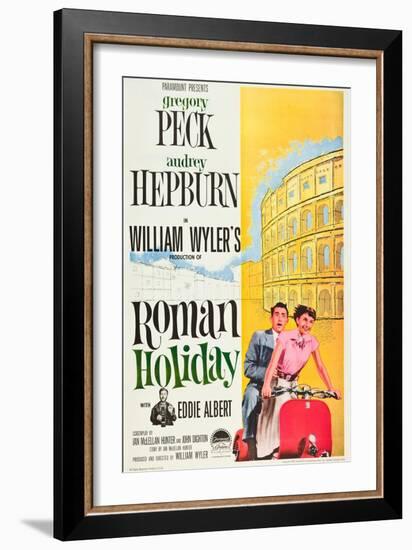 Roman Holiday, Eddie Albert, Gregory Peck, Audrey Hepburn, 1953-null-Framed Art Print