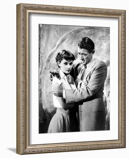 Roman Holiday, Gregory Peck, Audrey Hepburn, 1953-null-Framed Photo