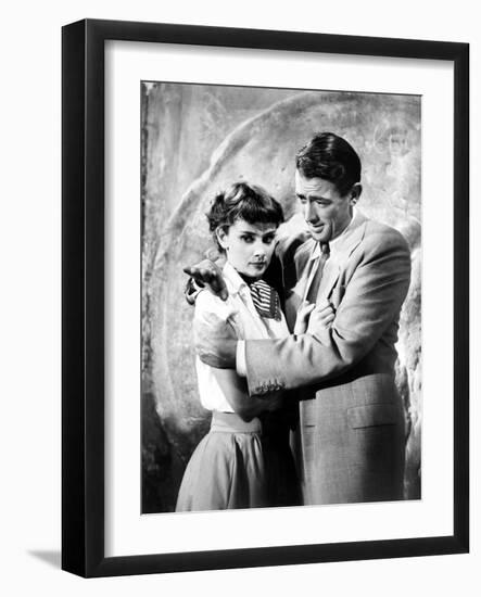 Roman Holiday, Gregory Peck, Audrey Hepburn, 1953-null-Framed Photo